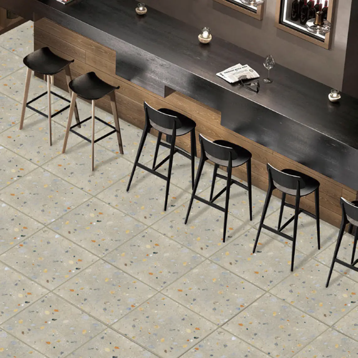 CAJA 1,44 m2 TERRAZO BROWN GRES MATE 60X60 RT ($11.799/m2) 1