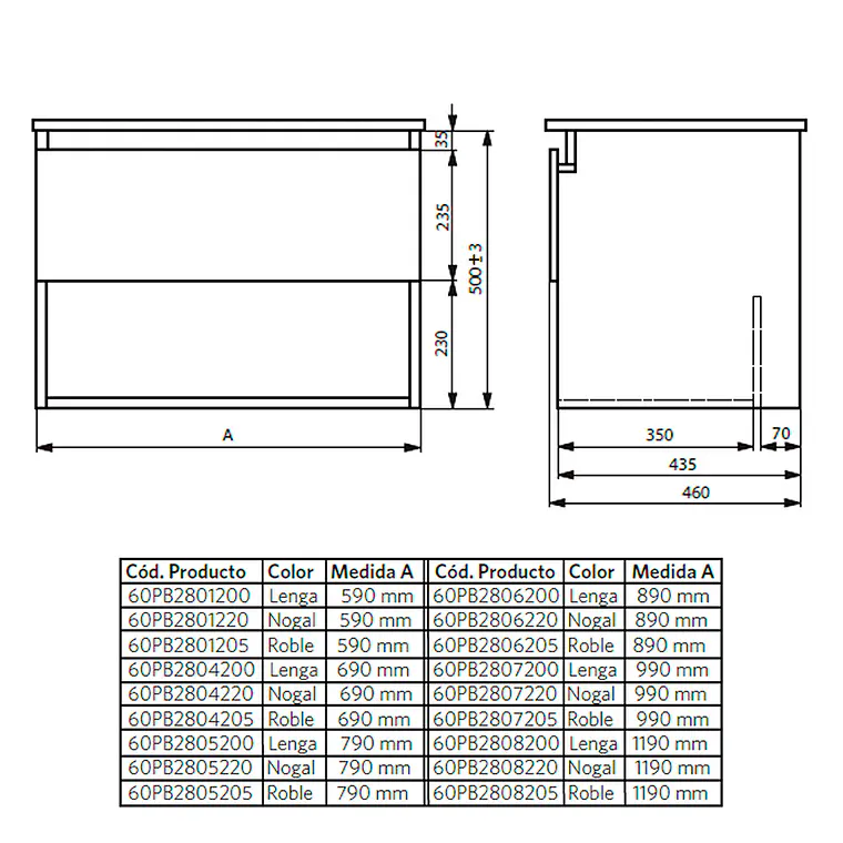 MUEBLE BELLE 70X46/COLOR NOGAL/CUBIERTA Y MUEBLE (SIN GRIFERÍA) 7