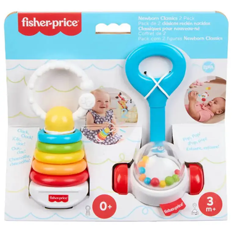 SET FISHER - PRICE BÁSICOS DIVERTIDOS SONAJAS BEBÉ NACIMIENTO 2