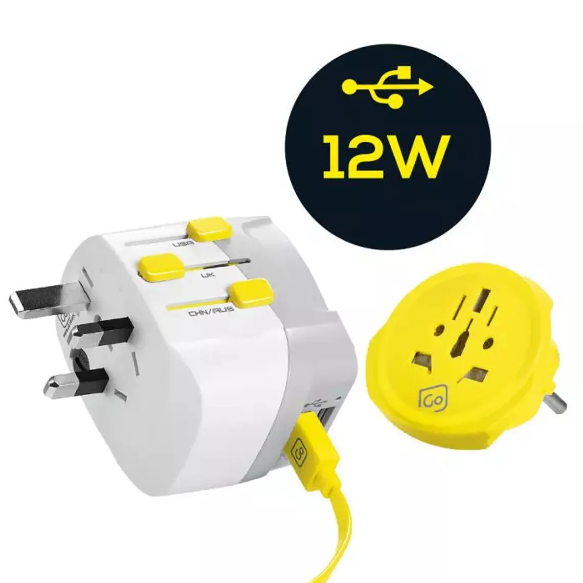 NEW ADAPTADOR ENCHUFE UNIVERSAL CON TIERRA TRES CLAVIJAS + 2 USB 2