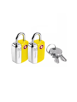 PAR DE MINI CANDADOS TSA CON LLAVE - COLOR AMARILLO
