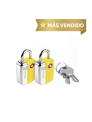 PAR DE MINI CANDADOS TSA CON LLAVE - COLOR AMARILLO