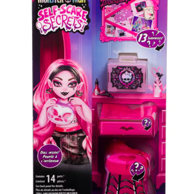 MONSTER HIGH MUÑECA SELF-SCARE SECRETS SERIE 1 SORPRESA - ROSADA 2