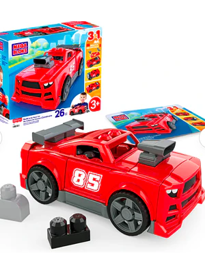 MEGA BLOKS JUGUETE DE CONSTRUCCIÓN 3 EN 1 AUTO ARMA Y ACELERA