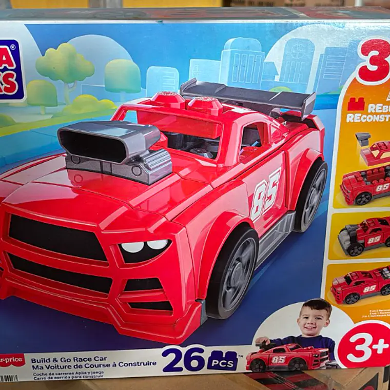 MEGA BLOKS JUGUETE DE CONSTRUCCIÓN 3 EN 1 AUTO ARMA Y ACELERA 1