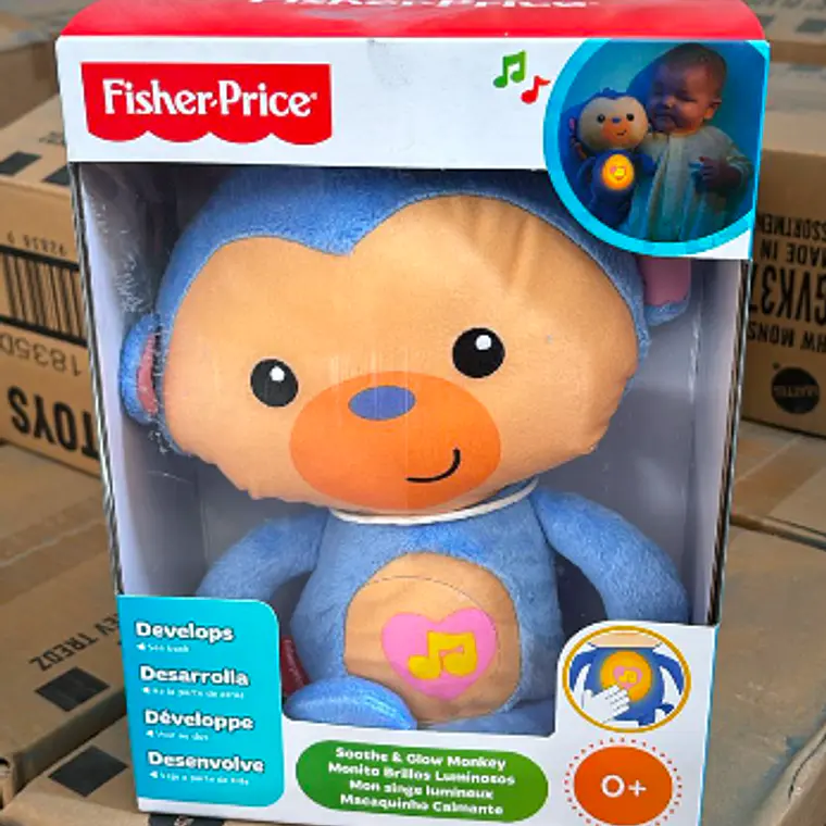 FISHER-PRICE JUGUETE PARA BEBÉS ANIMALITOS LUMINOSOS - MONO AZUL 1