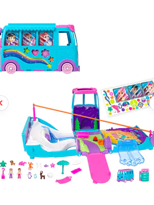 POLLY POCKET SET DE JUEGO AVENTURA SOBRE RUEDAS CON MASCOTAS