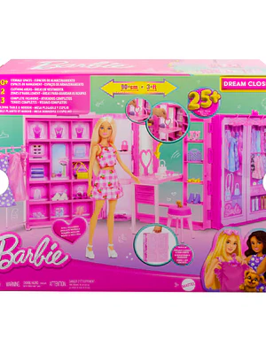 BARBIE SET CLÓSET DE LOS SUEÑOS CON ACCESORIOS Y MUÑECA