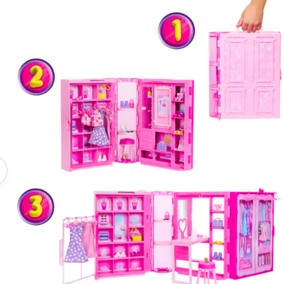 BARBIE SET CLÓSET DE LOS SUEÑOS CON ACCESORIOS Y MUÑECA 4