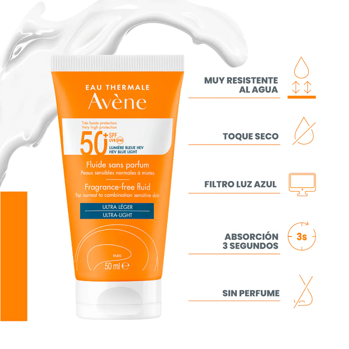 AVENE SOLAR FLUIDO SPF50+ (50 ML) I VENCE:04-01-1027 9