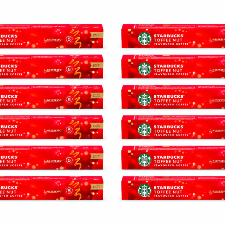 PACK 12 CAJAS (120 CÁPSULAS) STARBUCKS BY NESPRESSO TOFFEE NUT - $4.165 POR CAJA (VENCE: 14-07-26) 1