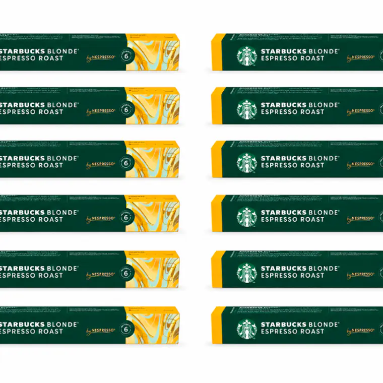 PACK 12 CAJAS (120 CÁPSULAS) STARBUCKS BY NESPRESSO BLONDE ESPRESSO ROAST - $4.165 POR CAJA (VENCE: 10-07-26) 1