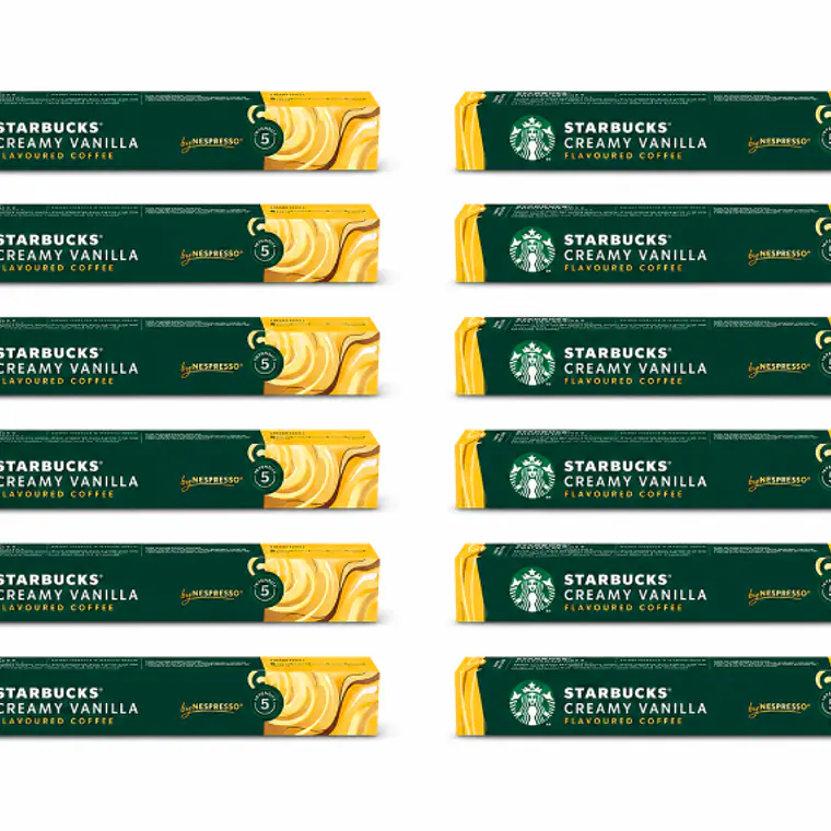 PACK 12 CAJAS (120 CÁPSULAS) STARBUCKS BY NESPRESSO CREAMY VANILLA - $4.165 POR CAJA (VENCE: 16-07-26) 1