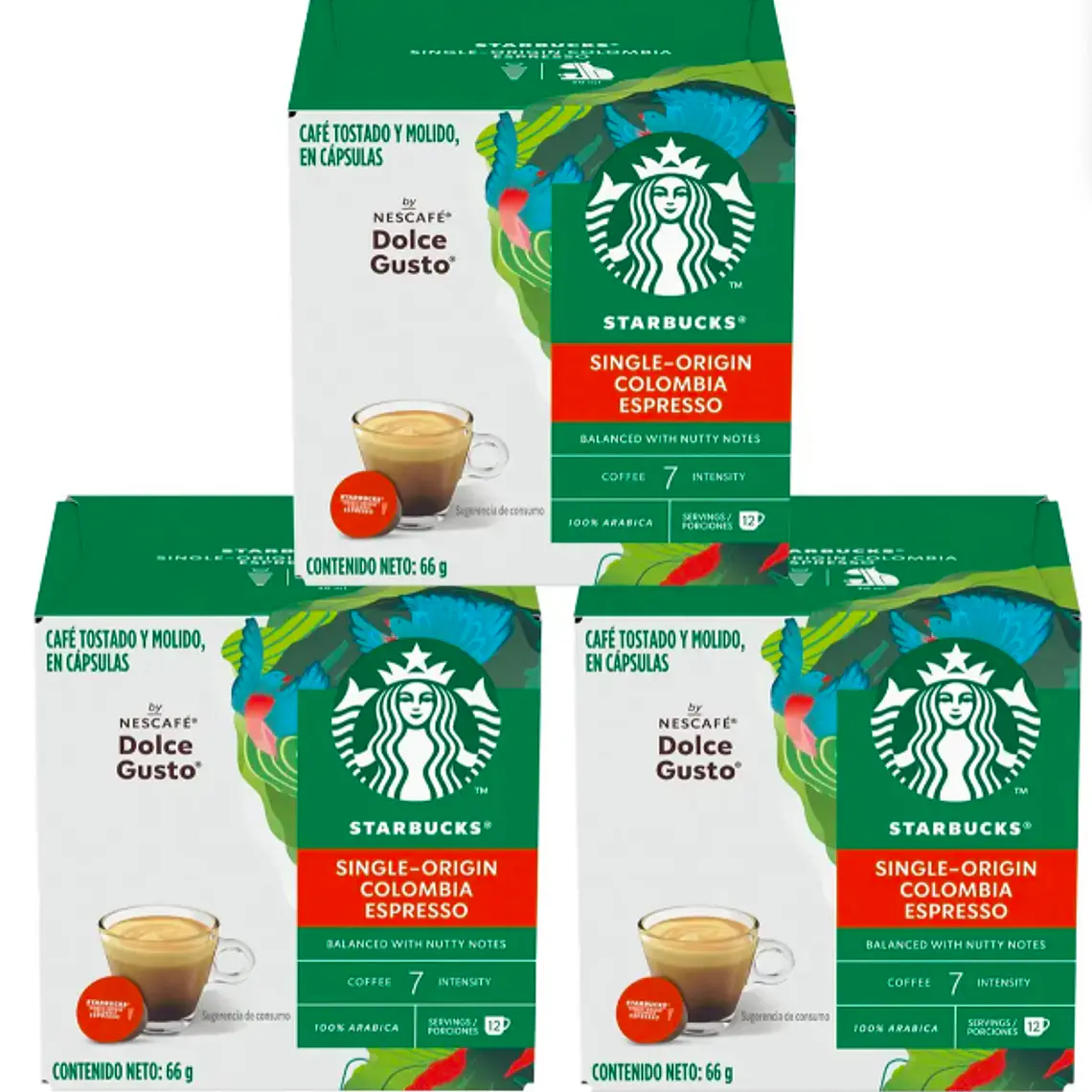 PACK 3 CAJAS (36 CÁPSULAS) STARBUCKS DOLCE GUSTO ESPRESSO COLOMBIA - $5.663 POR CAJA (VENCE: 31-07-26) 1
