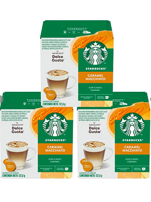 PACK 3 CAJAS (36 CÁPSULAS) STARBUCKS DOLCE GUSTO CARAMEL MACCHIATO - $5.663 POR CAJA (VENCE: 30-06-26)