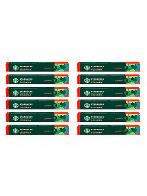 PACK 12 CAJAS (120 CÁPSULAS) STARBUCKS BY NESPRESSO SINGLE ORIGIN COLOMBIA - $4.165 POR CAJA (VENCE: 23-07-26)
