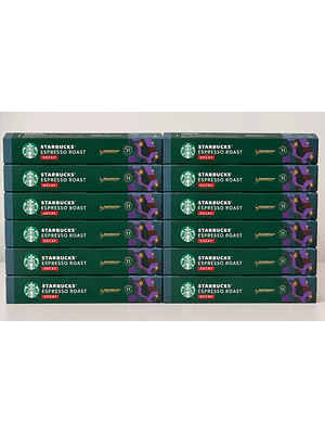 PACK 12 CAJAS (120 CÁPSUAS) STARBUCKS BY NESPRESSO DECAF ESPRESSO ROAST - $4.165 POR CAJA (VENCE: 09-08-26)