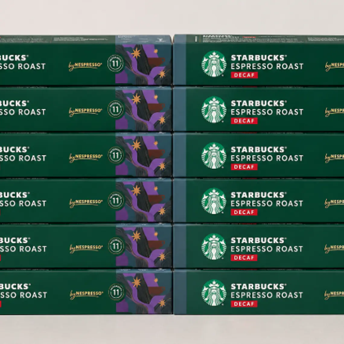 PACK 12 CAJAS (120 CÁPSUAS) STARBUCKS BY NESPRESSO DECAF ESPRESSO ROAST - $4.165 POR CAJA (VENCE: 09-08-26) 1