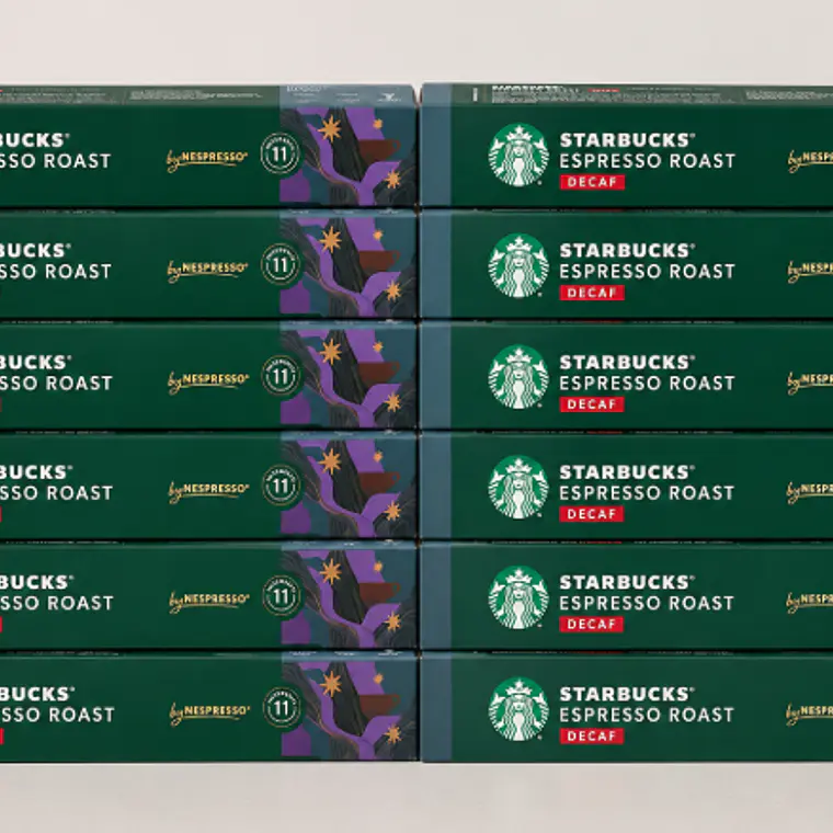 PACK 12 CAJAS (120 CÁPSUAS) STARBUCKS BY NESPRESSO DECAF ESPRESSO ROAST - $4.165 POR CAJA (VENCE: 09-08-26) 1