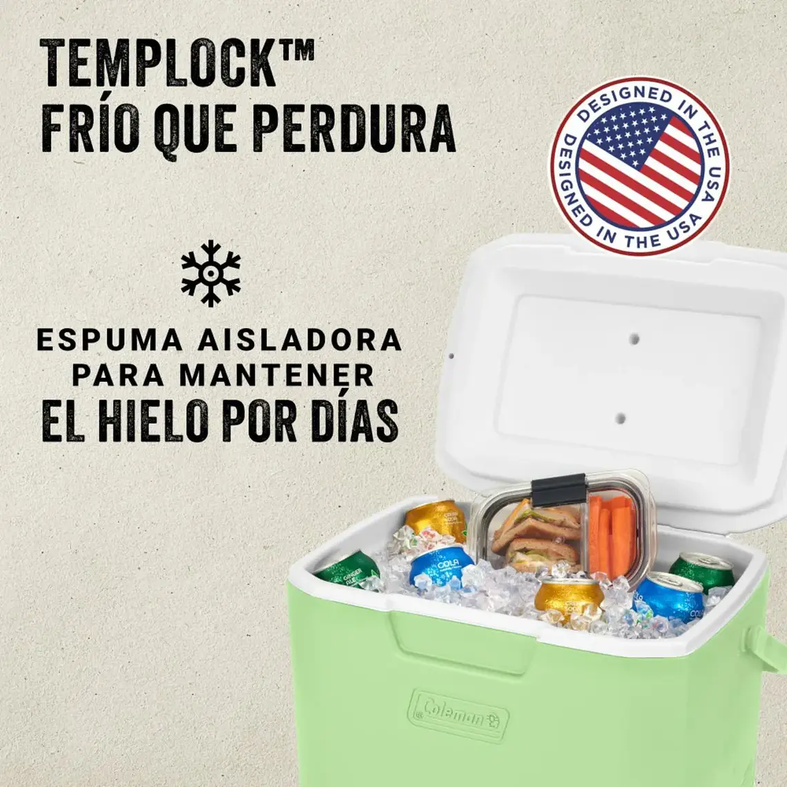 COOLER COLEMAN CHILLER 30QT/28LTS VERDE CLARO 2
