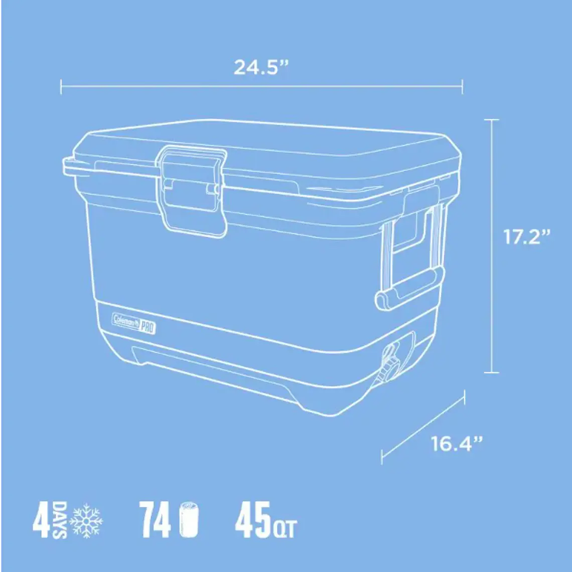 COOLER COLEMAN PRO 45QT/43LTS BLUE SKY 10