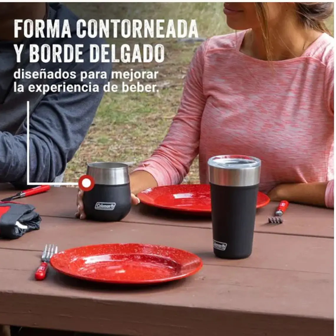 VASO DE ACERO INOXIDABLE COLEMAN CLARET 384ML NEGRO 4