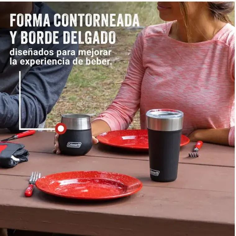 VASO DE ACERO INOXIDABLE COLEMAN CLARET 384ML NEGRO 4
