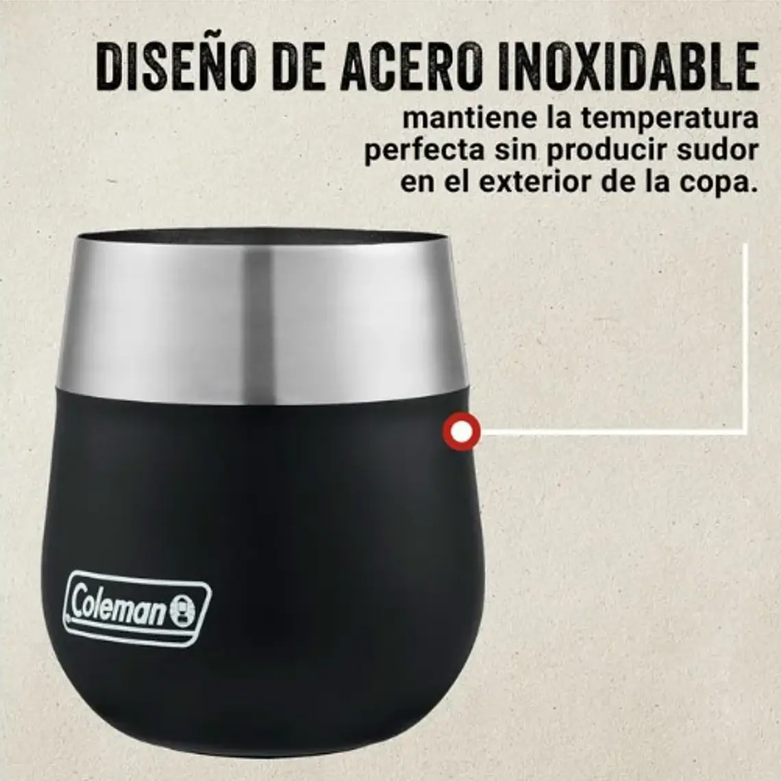 VASO DE ACERO INOXIDABLE COLEMAN CLARET 384ML NEGRO 5