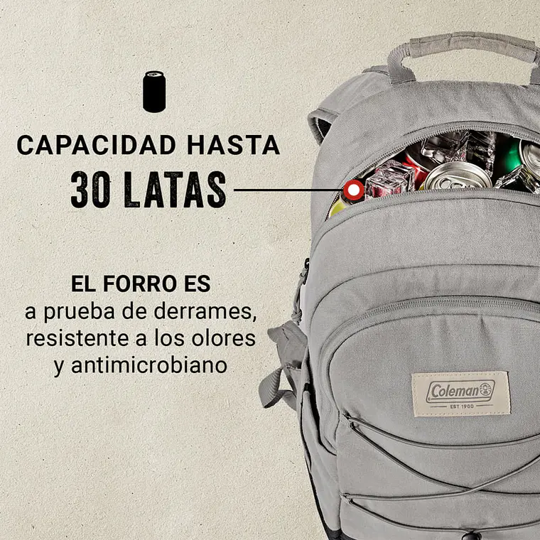 MOCHILA COOLER COLEMAN BACKROADS 30 LATAS  GRIS 3