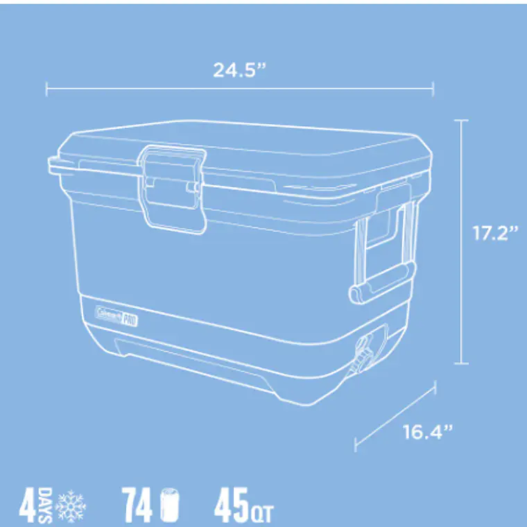 COOLER COLEMAN PRO 45QT/43LTS BLUE SKY (43.61  x 41.6 x 62.3 cm) 7