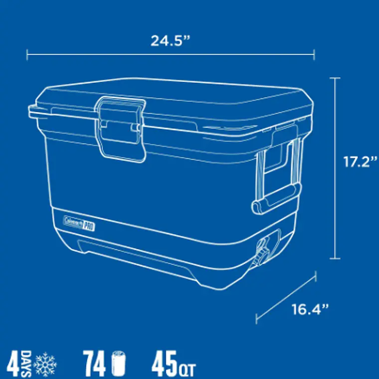 COOLER COLEMAN PRO 45QT/43LTS NEPTUNE (43.61 x 41.6 x 62.3 cm) 6
