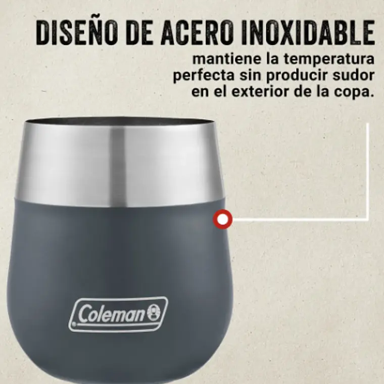 VASO DE ACERO INOXIDABLE COLEMAN CLARET SLATE 384ML (10.47 x 9.52 x 9.52 cm) 3