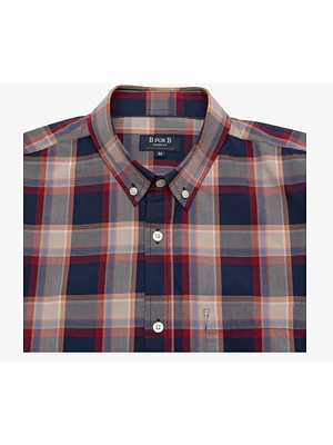 CAMISA ESCOCESA MANGA LARGA AZUL NARANJA ROJA B FOR B