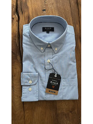 CAMISA MIL RAYAS MANGA LARGA CELESTE B FOR B