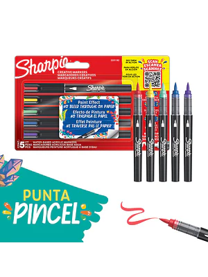 MARCADORES ACRILICOS SHARPIE /COLORES SURTIDOS / PUNTA PINCEL/ 5U