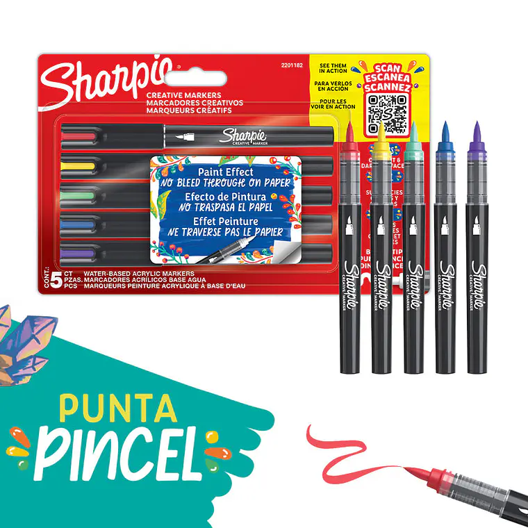SHARPIE ACRILICO PUNTA PINCEL/ 5U 1
