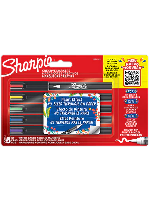 MARCADORES ACRILICOS SHARPIE /COLORES SURTIDOS / PUNTA PINCEL/ 5U
