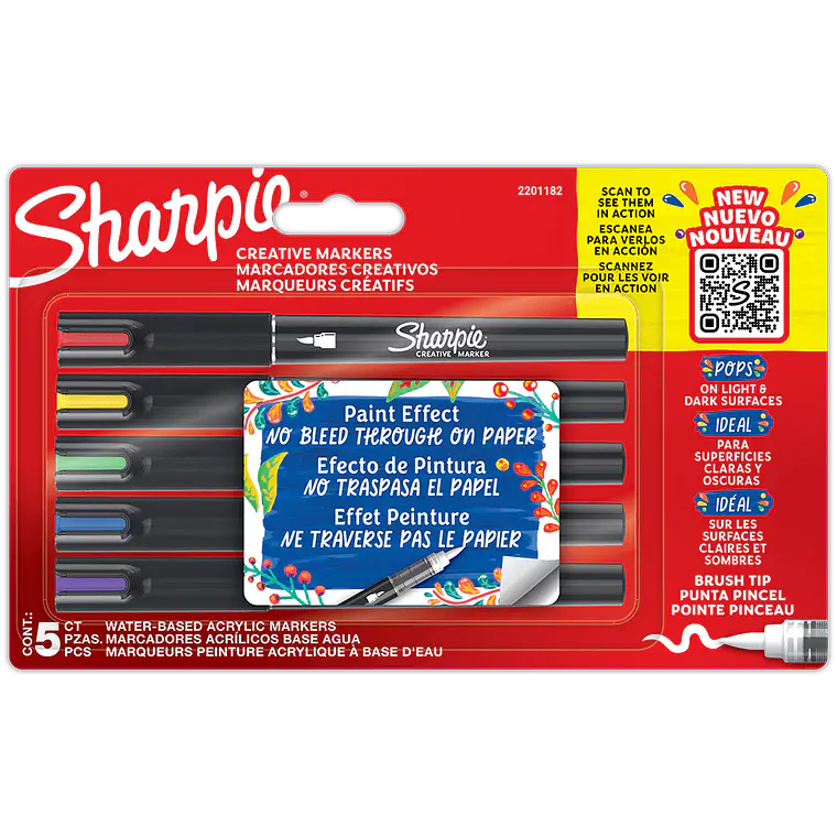 SHARPIE ACRILICO PUNTA PINCEL/ 5U 2