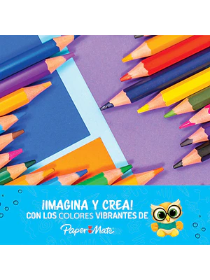 LAPICES DE COLOR HEXAGONALES CAJA 12 + 3 GRAFITOS PAPERMATE 