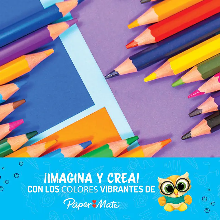 LAPICES DE COLOR HEXAGONALES CAJA 12 + 3 GRAFITOS PAPERMATE  2