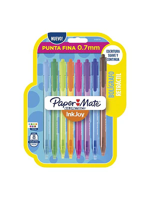 BOLÍGRAFO PAPER MATE KILOMÉTRICO PUNTA FINA/8 COLORES SURTIDOS