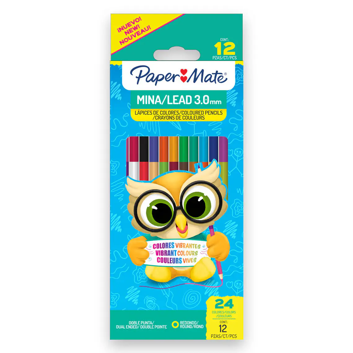  LAPIZ PALO DOBLE PUNTA 12 COLORES/3.0MM  1