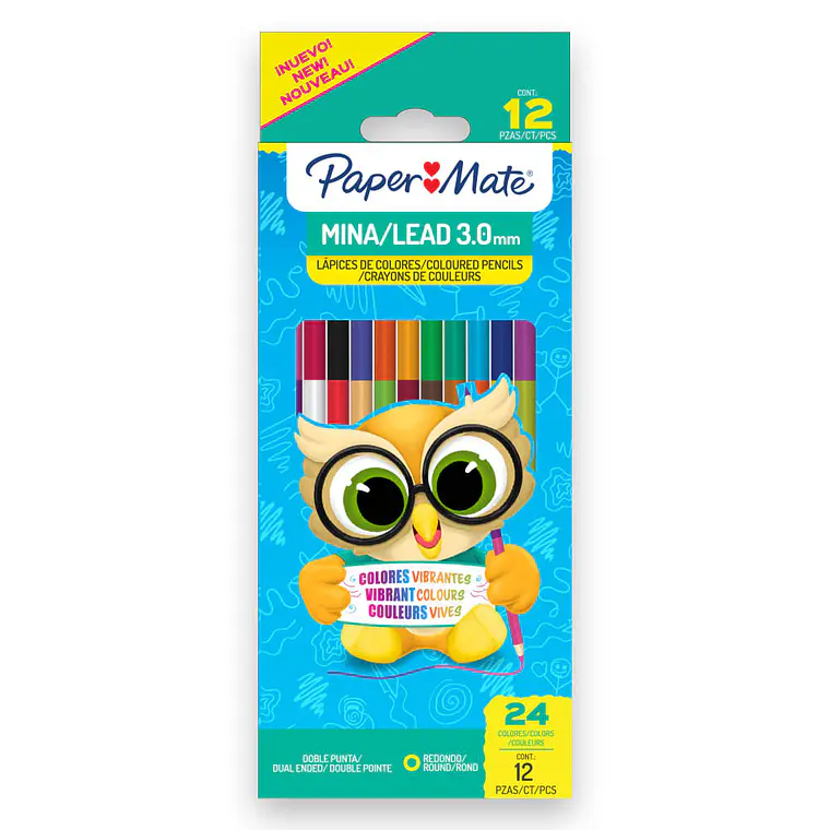  LAPIZ PALO DOBLE PUNTA 12 COLORES/3.0MM  1