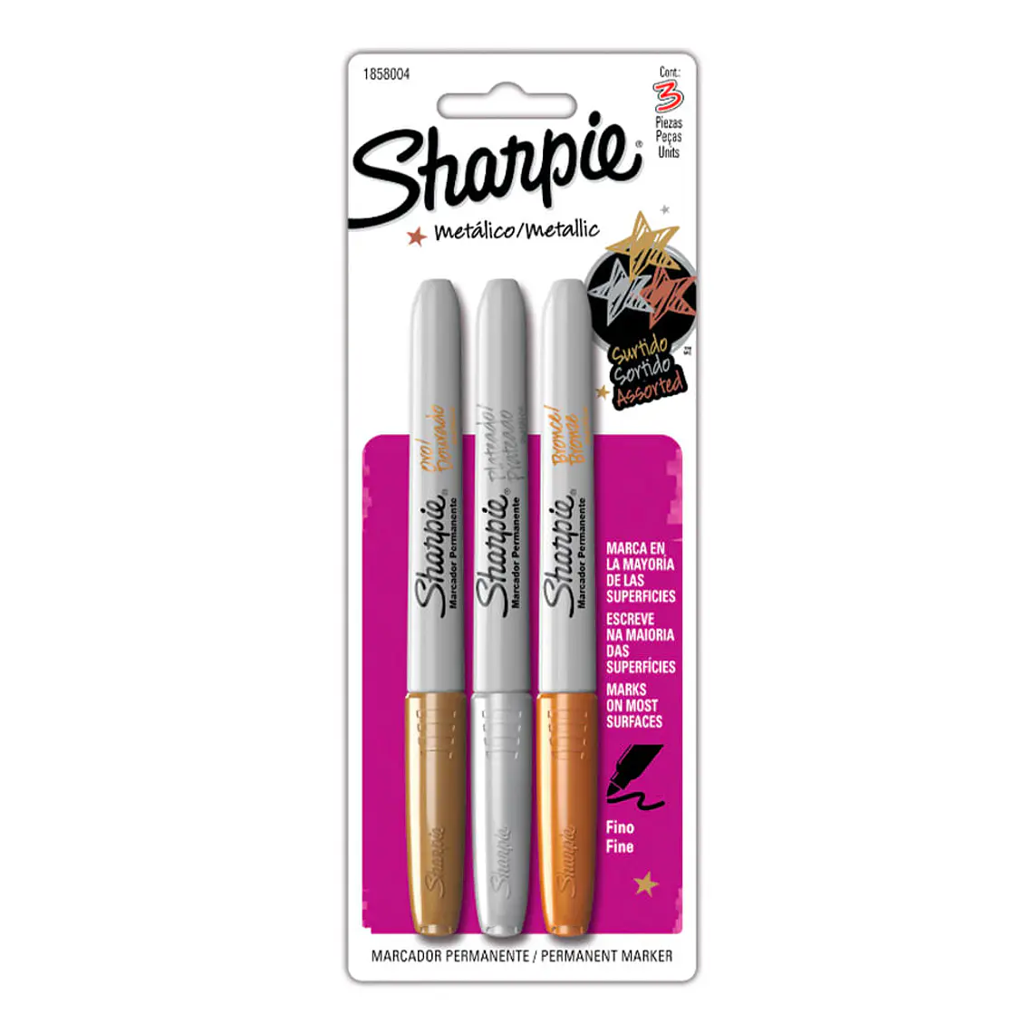 SHARPIE PUNTA FINA METALICO SURTIDO / 3U 1