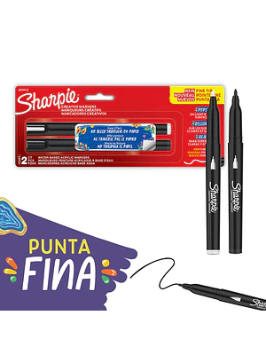 SET 2 MARCADORES ACRÍLICOS SHARPIE / PUNTA FINA / BLANCO Y NEGRO
