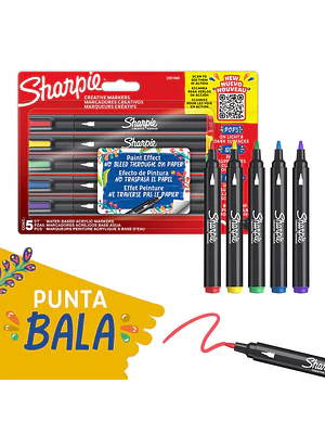 MARCADORES ACRÍLICOS SHARPIE / COLORES SURTIDOS / PUNTA BALA / 5U