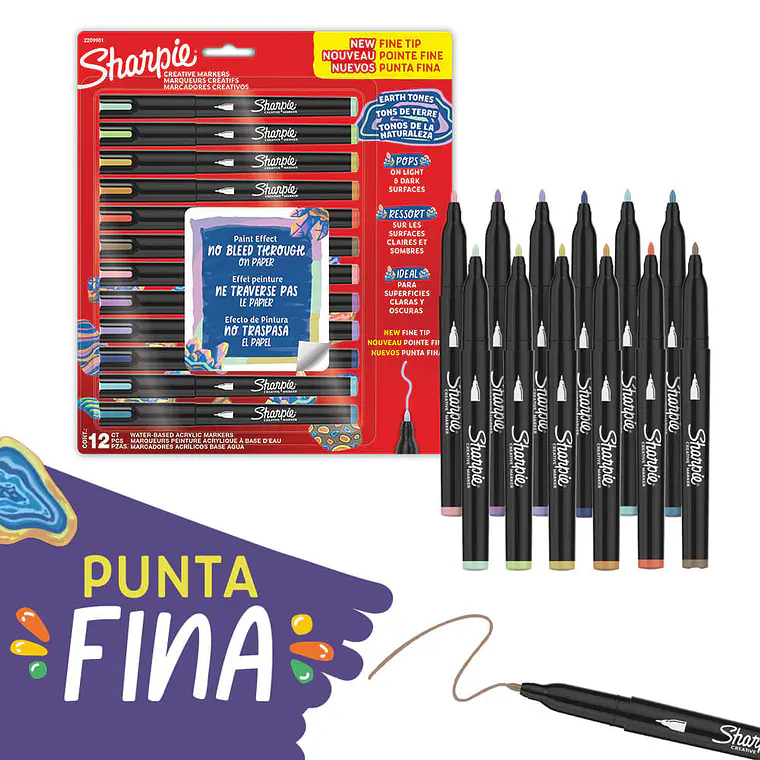 ACRYLICS PUNTA FINA COLORES  EARTH  12U 1