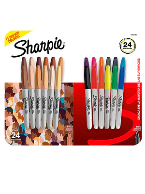 MARCADORES DE COLORES PERMANENTES SHARPIE / PUNTA FINA / 24U