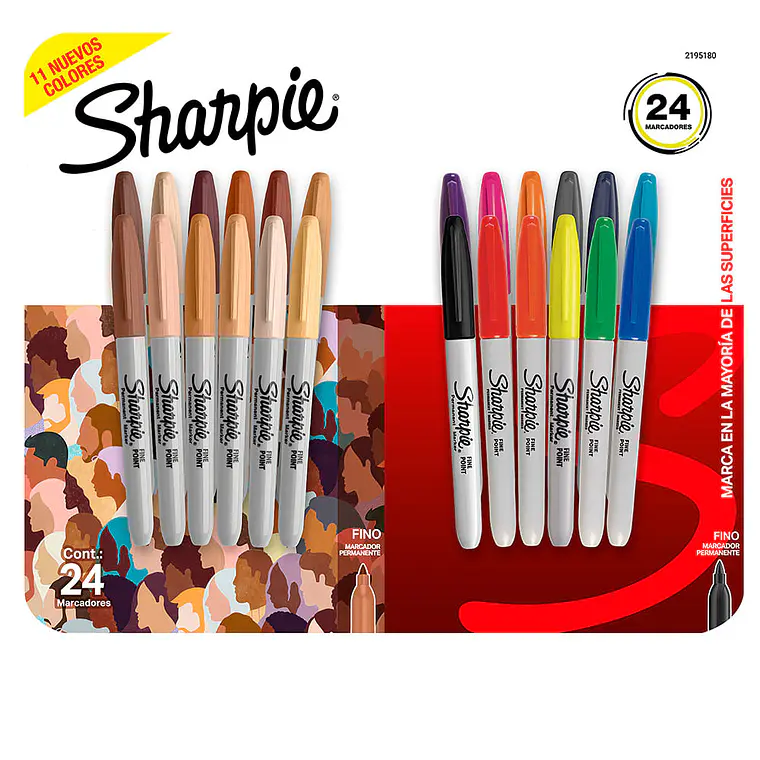 MARCADORES PERMANENTES SHARPIE / COLORES SURTIDOS / PUNTA FINA / 24U 1