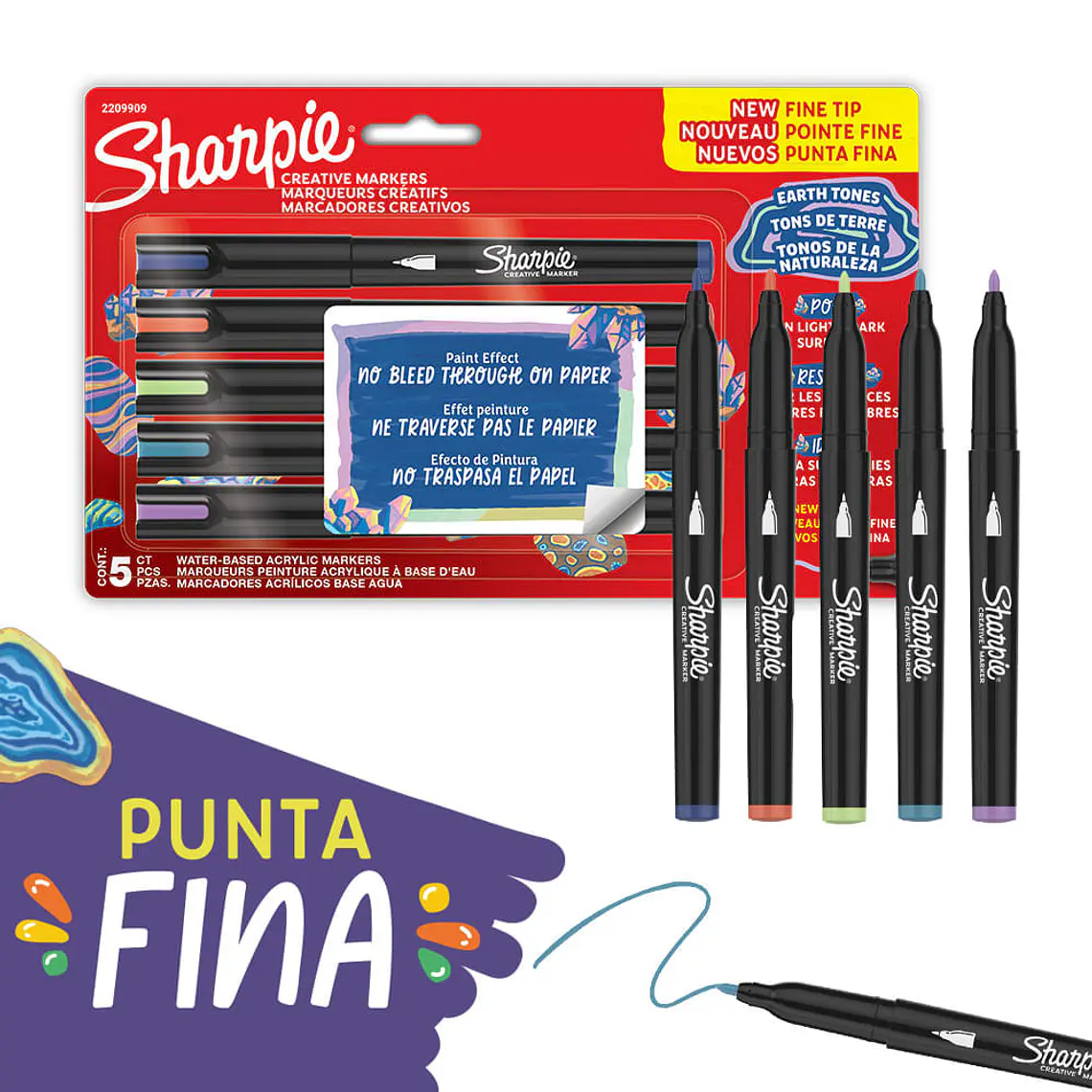 MARCADORES ACRÍLICOS / PUNTA FINA / COLORES TIERRA / 5U 1